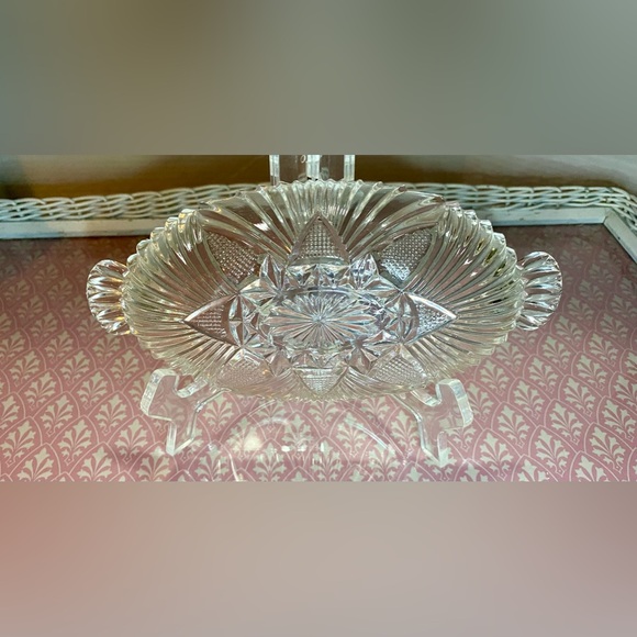 🔥Hazel Atlas Glass Line 573 Clear Fan & Triangle Pattern Pressed Glass🔥Vintage - Picture 3 of 8